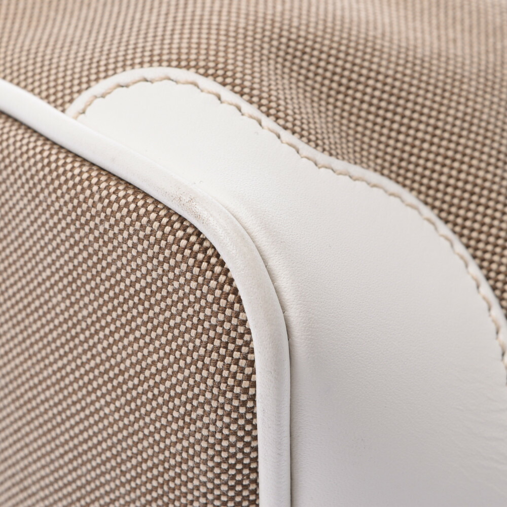 Prada Drawstring Pouch Beige White Jacquard Leath… - image 6